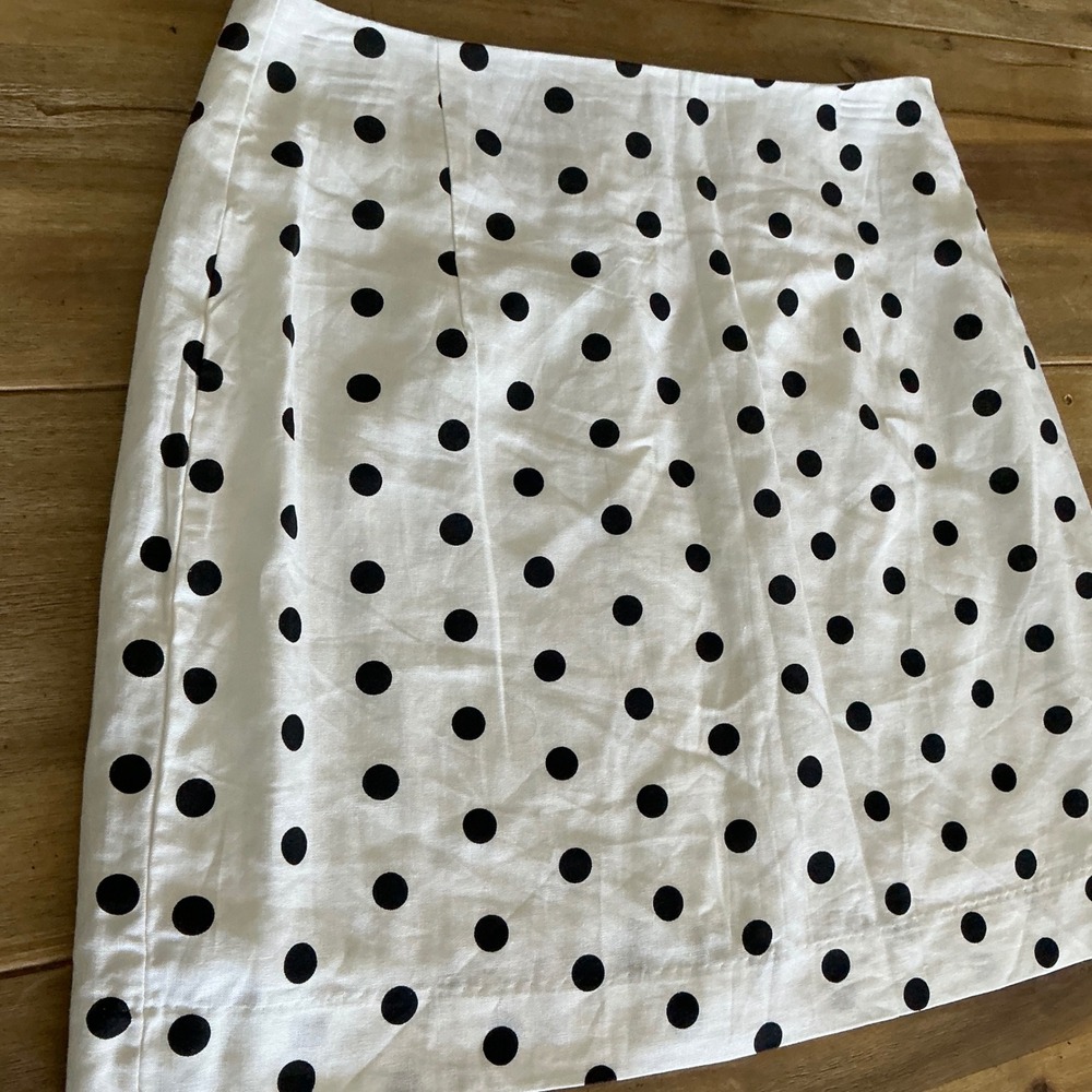 GB Polka Dot Skirt White Black A Line Flared Mini Womens Size M